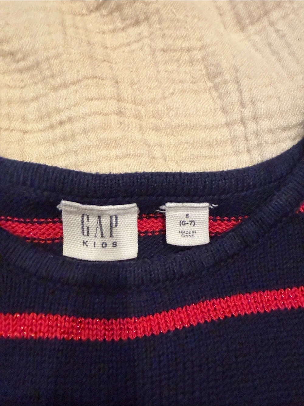 GAP Navy and Red Striped Knit Dress Girls Size 6-7